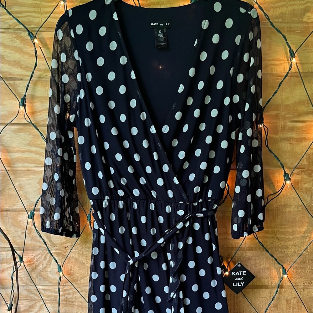 Black with white dots / spandex - polyester dress